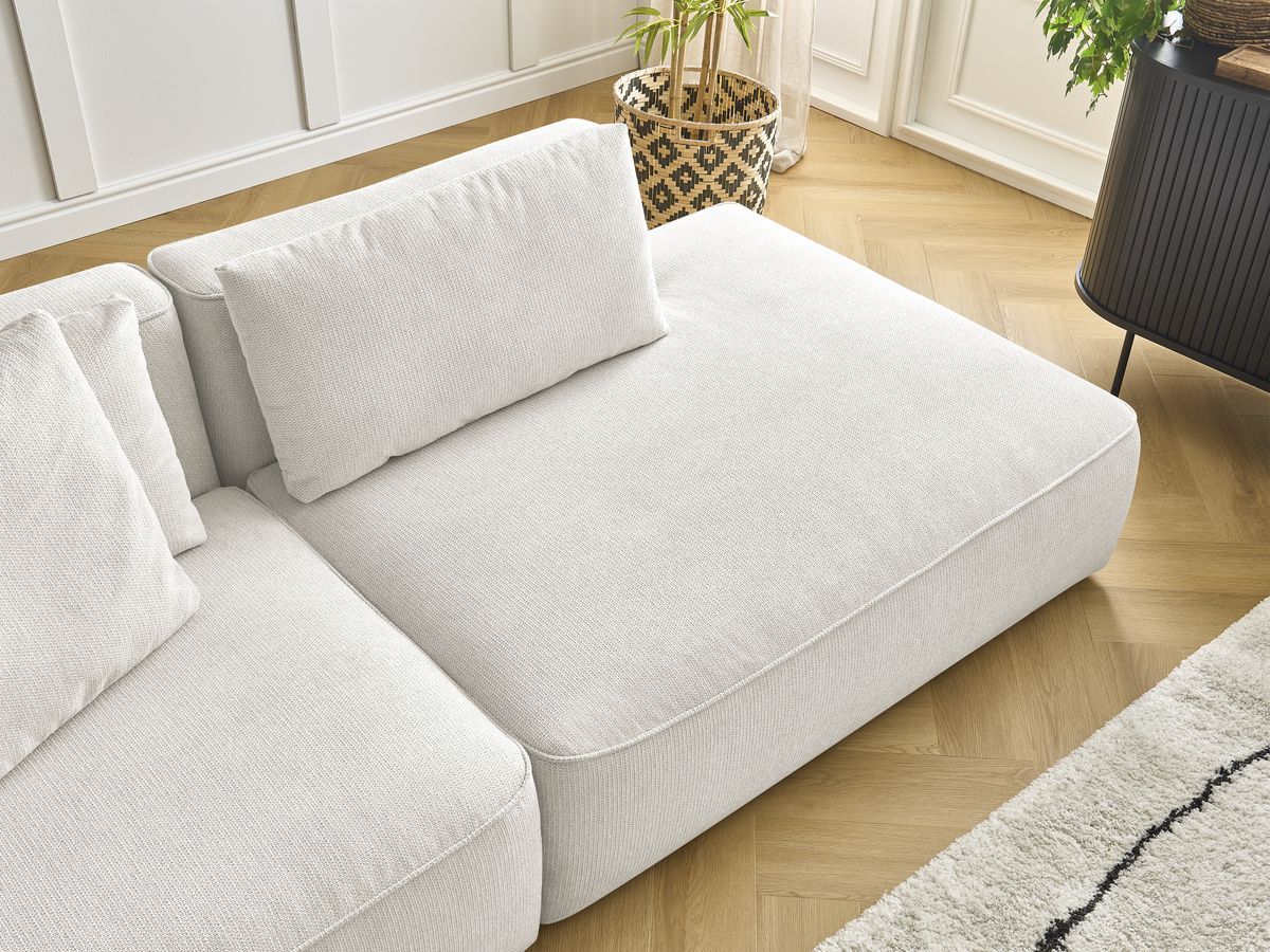 Bobochic Leopold Sofa 3-Sitzer Melange-Stoff Weiß Armlehne links