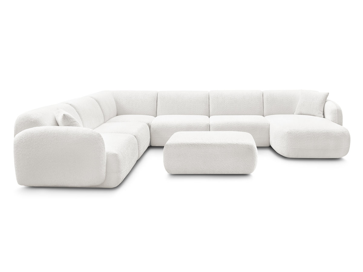 Bobochic Anda Wohnlandschaft mit Pouf 373 × 289 cm Chenille Weiß Ecke links
