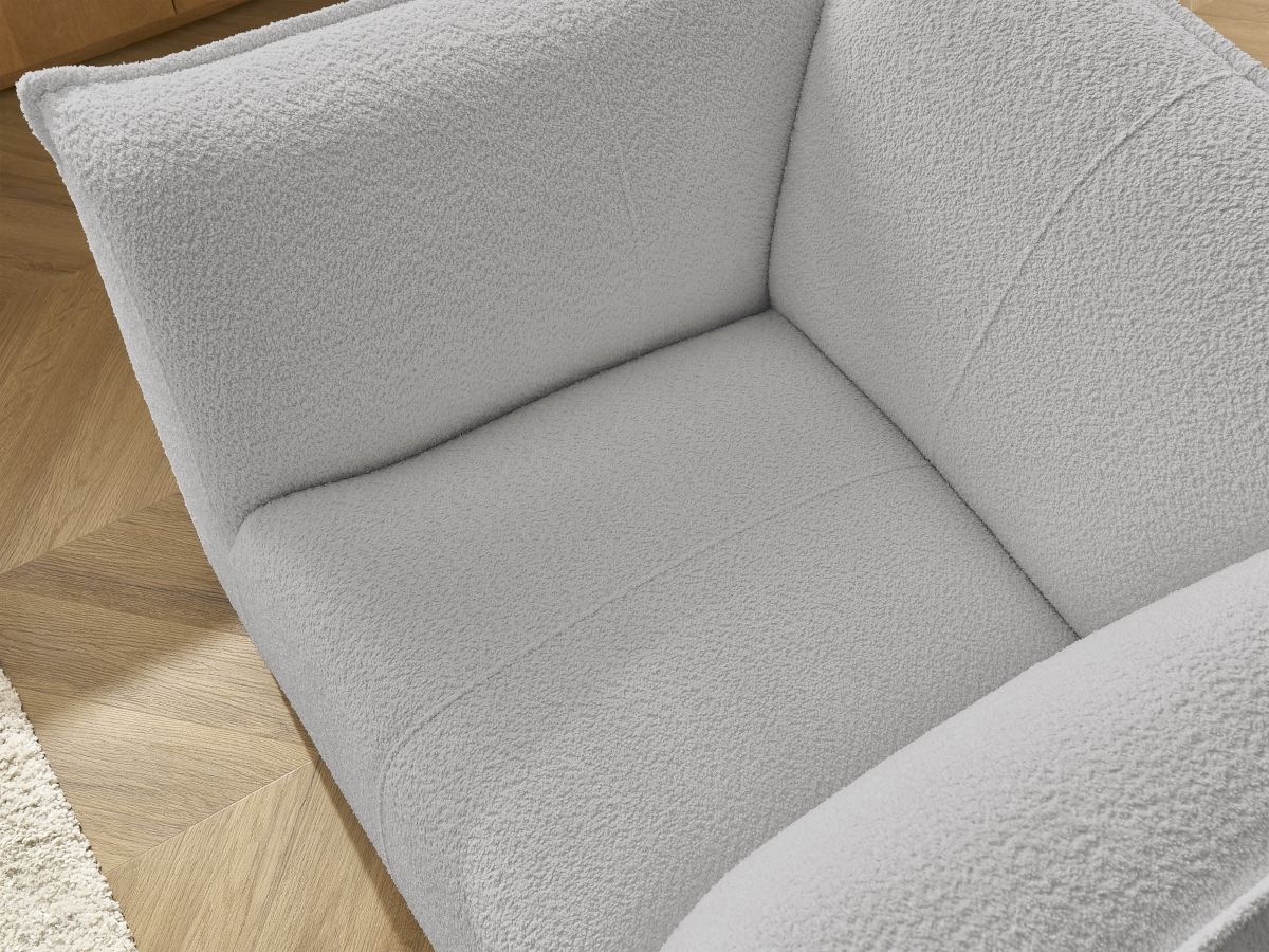 Bobochic Giorgia Sessel Bouclé-Stoff Hellgrau