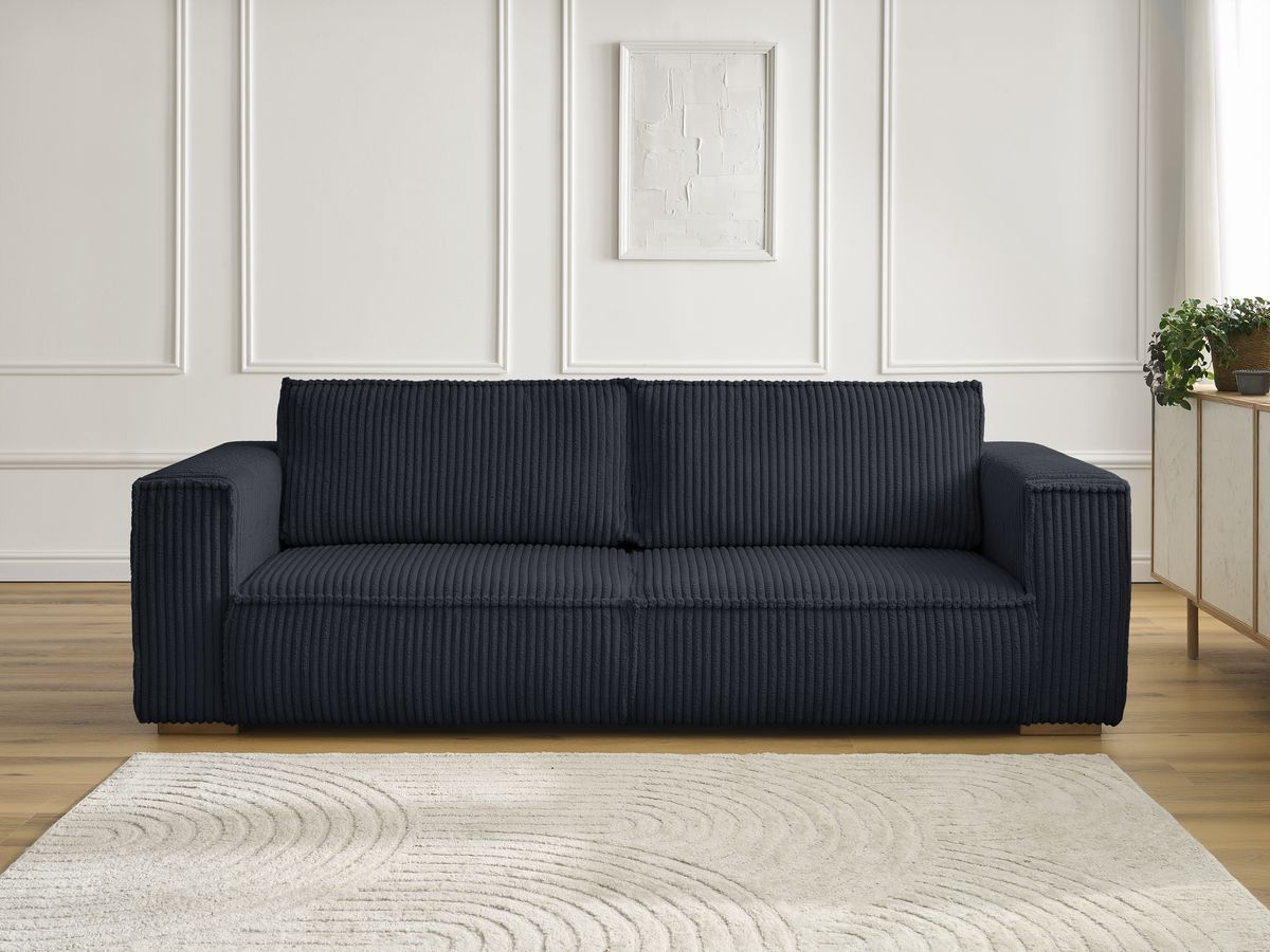 Bobochic Chelsea Sofa 3-Sitzer Breitcord weich Schwarz