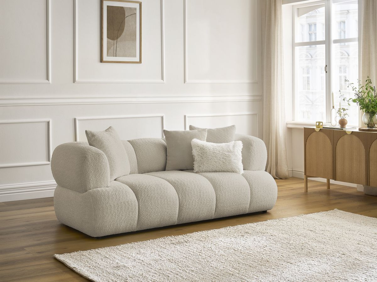 Bobochic Pamira Sofa 2-Sitzer Bouclé-Stoff Beige