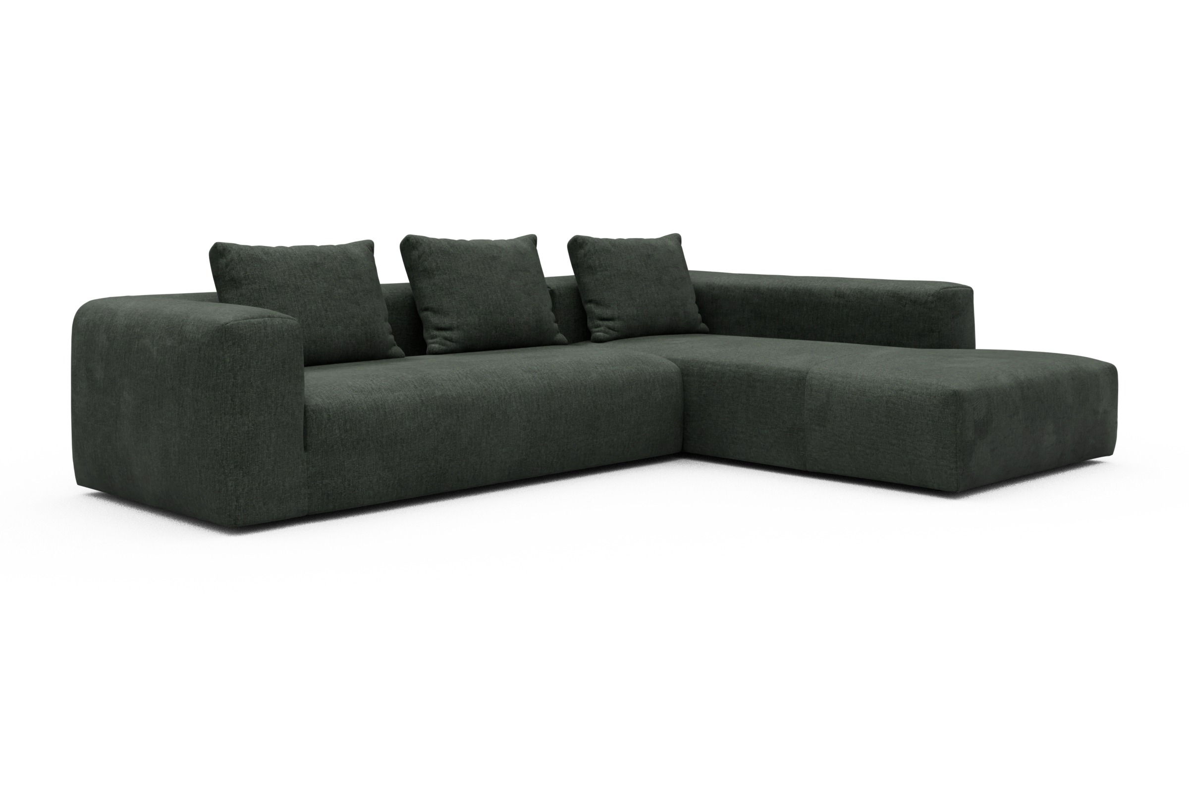 Ecksofa Fred Relax-Ecke rechts mit 2,5-Sitzer Aivi-Pine-Green