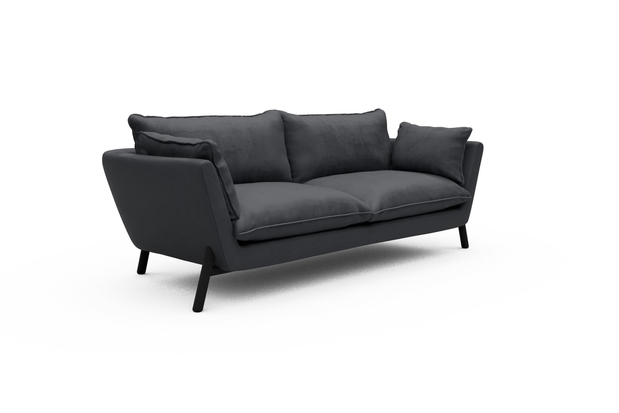Sofa Emil PREMIUM 3-Sitzer Beinfarbe Eiche Schwarz Cordufine-Slate-Grey