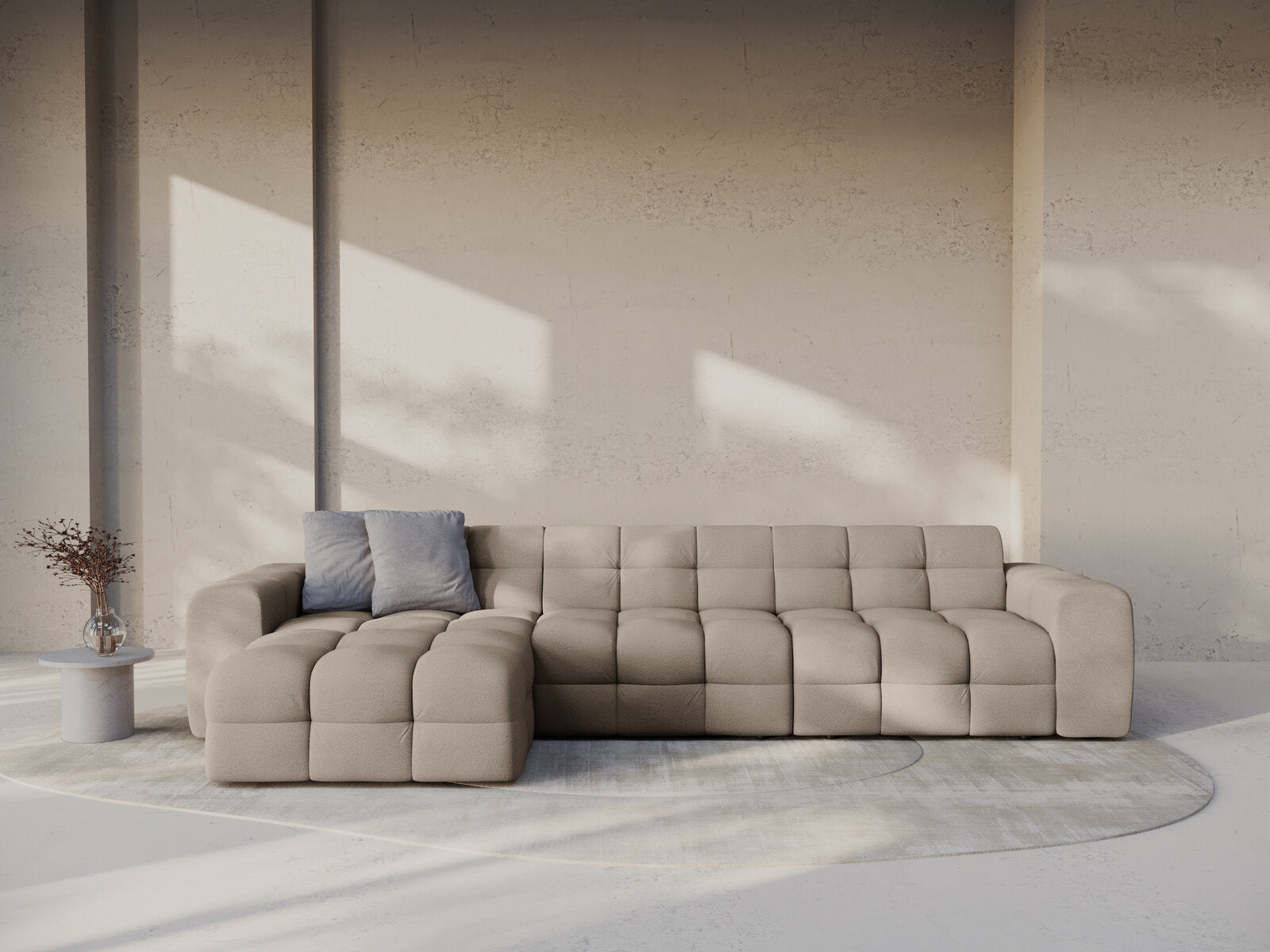 Micadoni Ecksofa Kendal 5-Sitzer Links Strukturierter Stoff Dunkelbeige