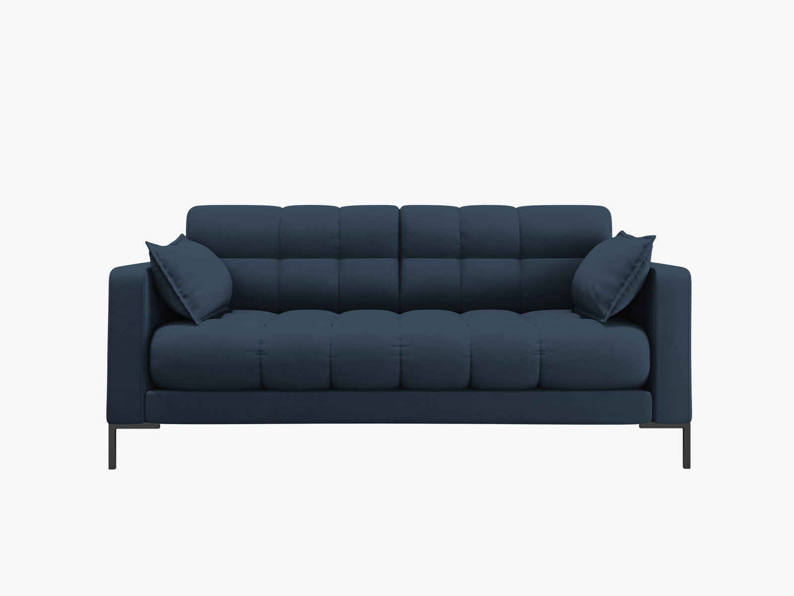 Micadoni Sofa Mamaia 2-Sitzer Strukturierter Stoff Neve Blau schwarze Beine