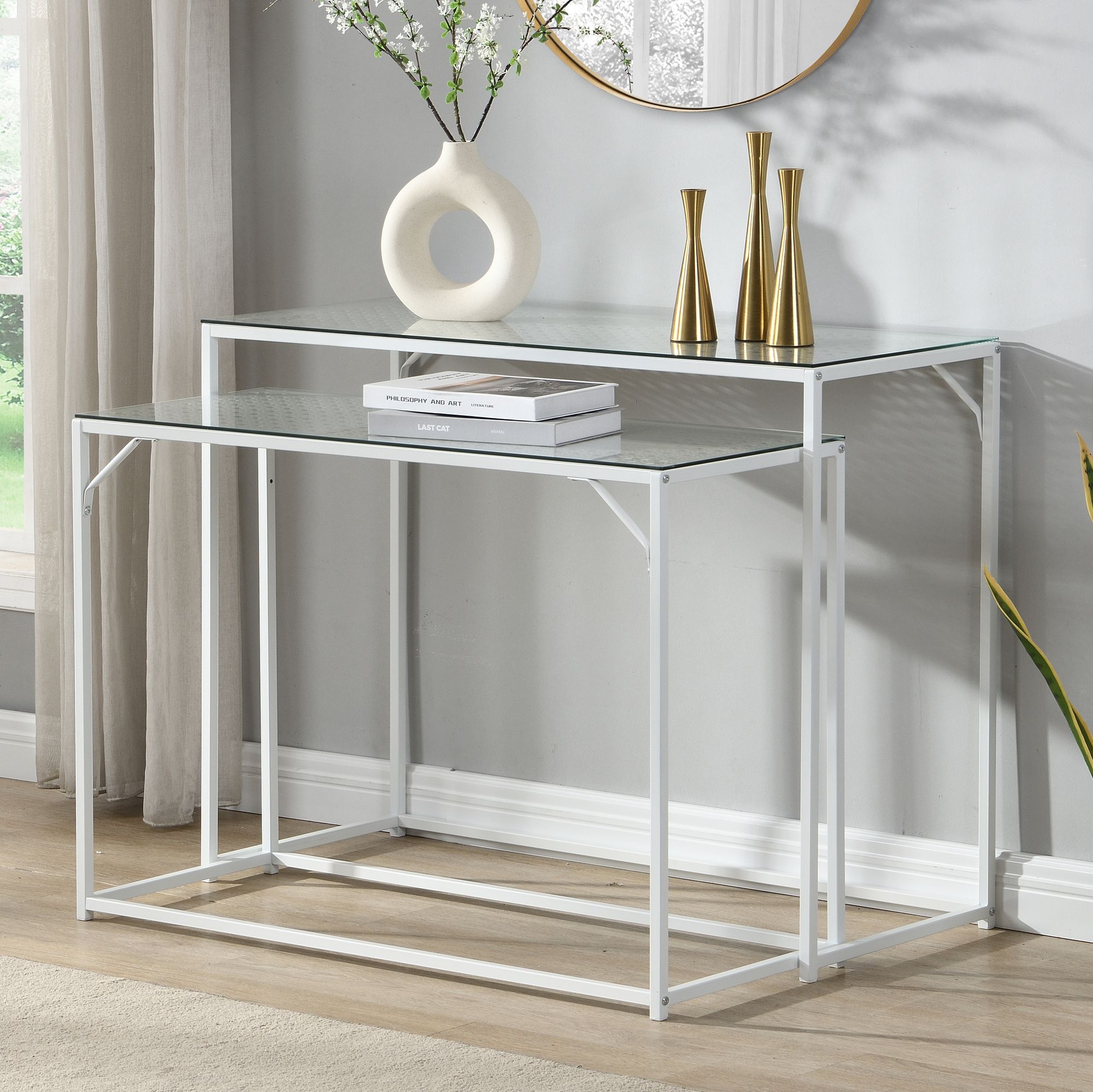 Konsolentisch Naerbo Glas Weiß 100 × 40 × 77 cm