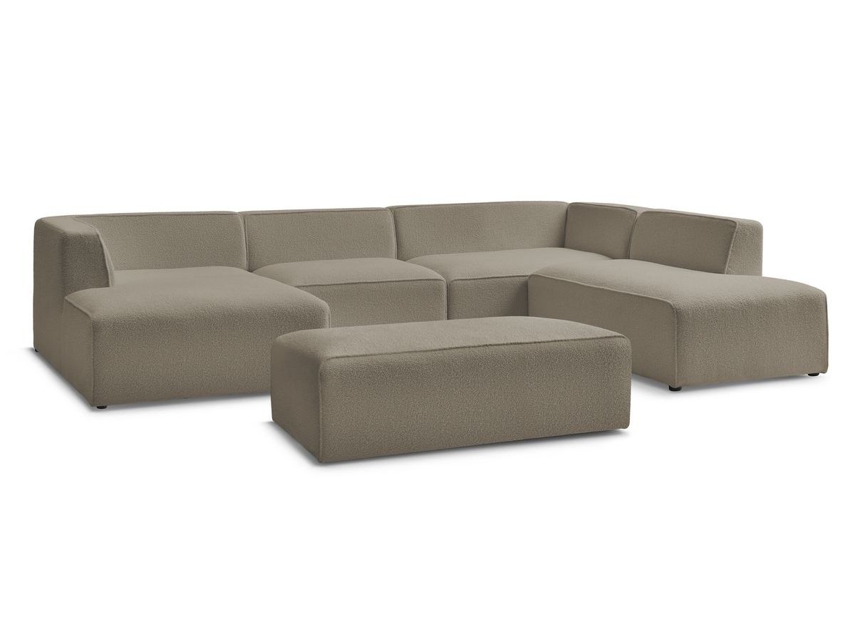 Bobochic Megeve Wohnlandschaft mit Pouf Bouclé-Stoff Braun Ecke links