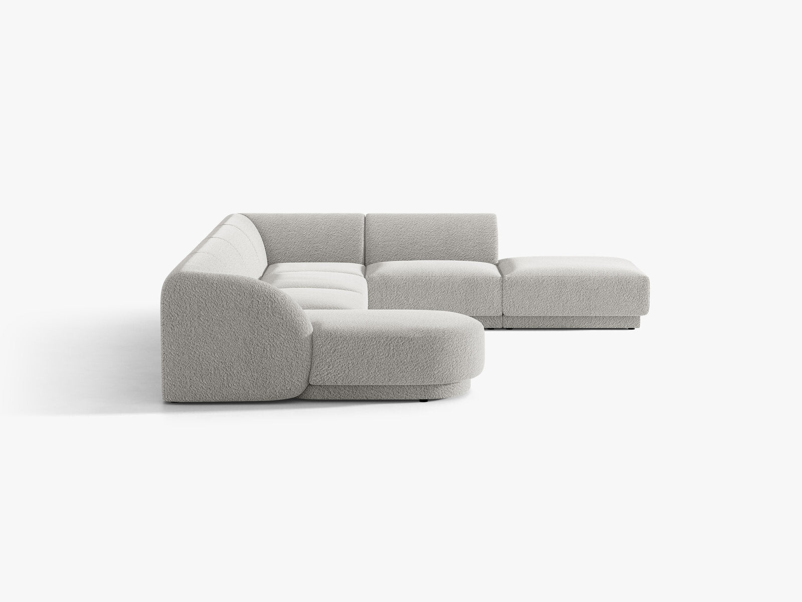 Micadoni Panorama-Ecksofa Miley 6-Sitzer Rechts Boucle Baloo Hellgrau