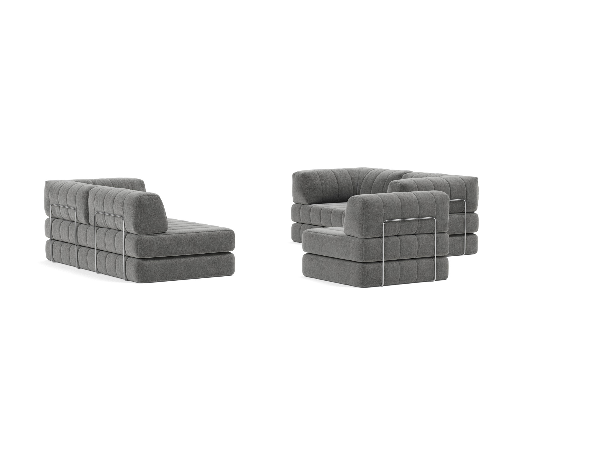 Eck-Schlafsofa CozyPad mit Armlehnen Strukturierter Stoff Twist 563-Charcoal
