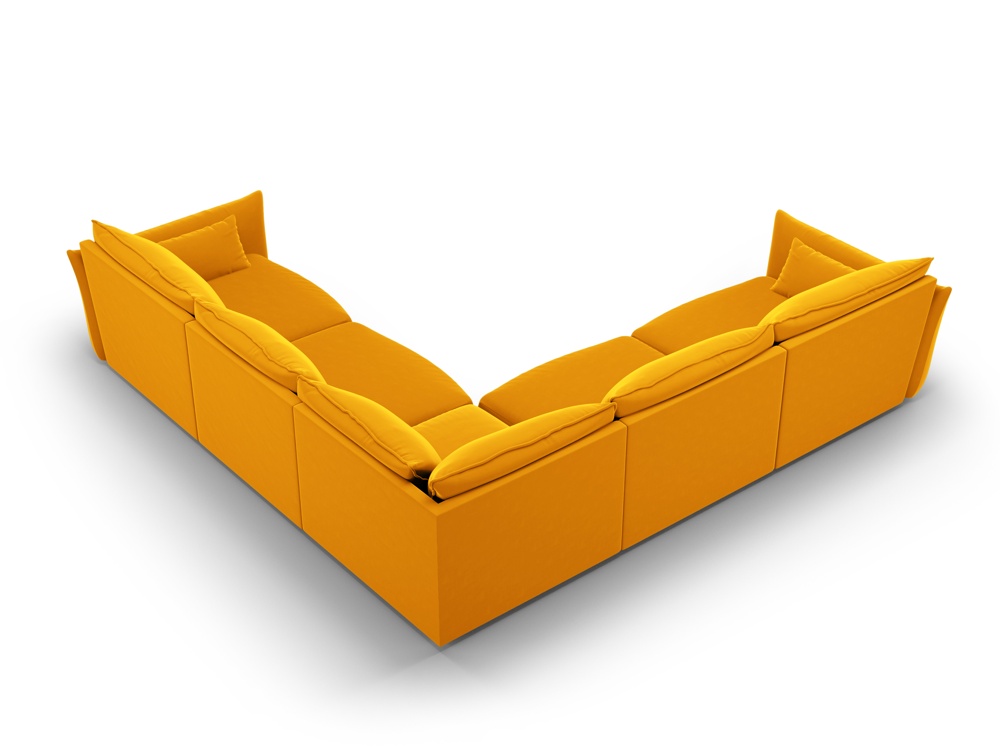 Cosmopolitan Design Symmetrisches Ecksofa Matera 7-Sitzer Samt Salvador Gelb