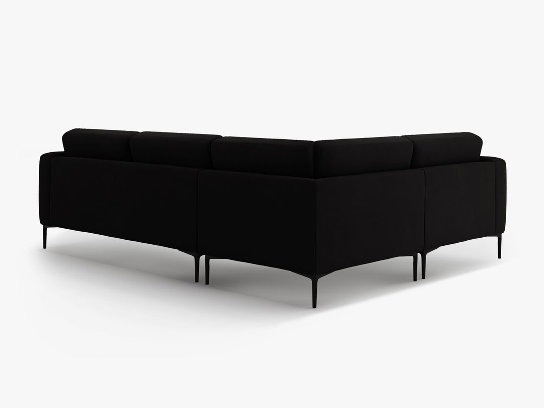 Micadoni Ecksofa Bemy 4-Sitzer Links Samt Schwarz