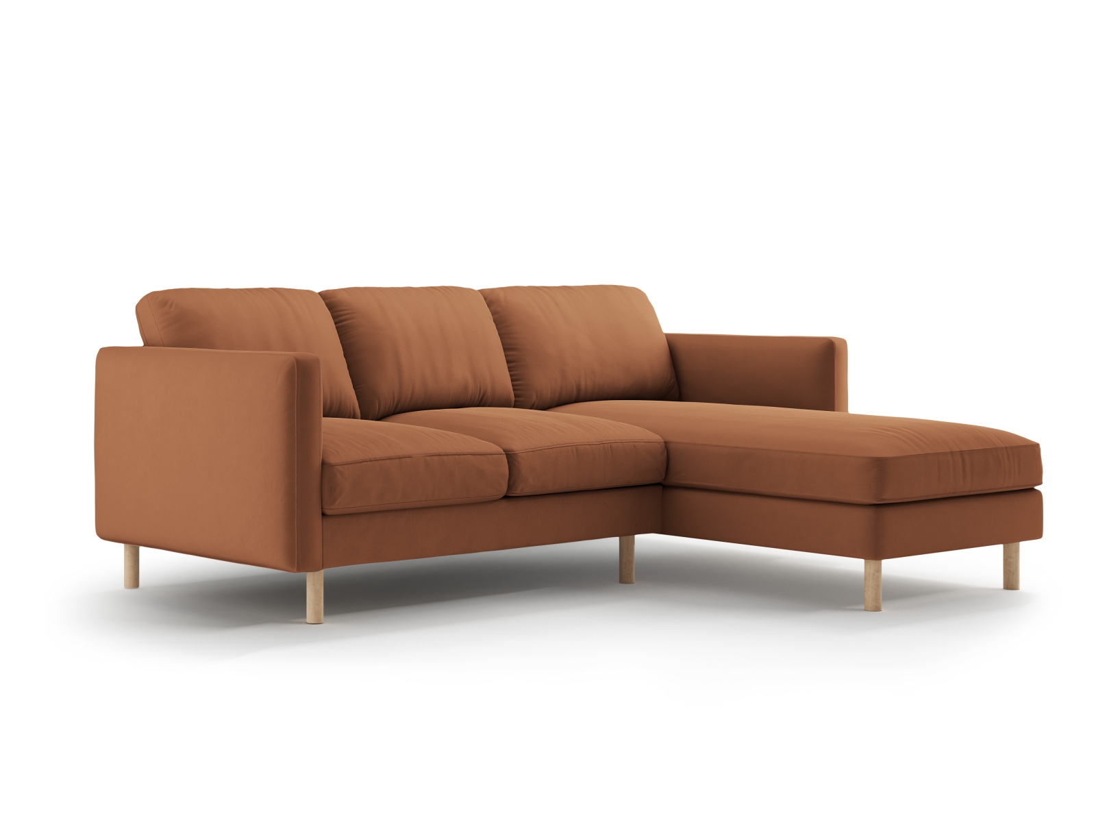 Micadoni Ecksofa Eden 3-Sitzer Rechts Samt Honig