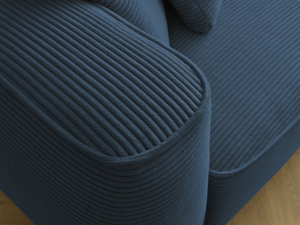 Bobochic Leopold Sofa 4-Sitzer mit Pouf Cordsamt Dunkelblau Armlehne links