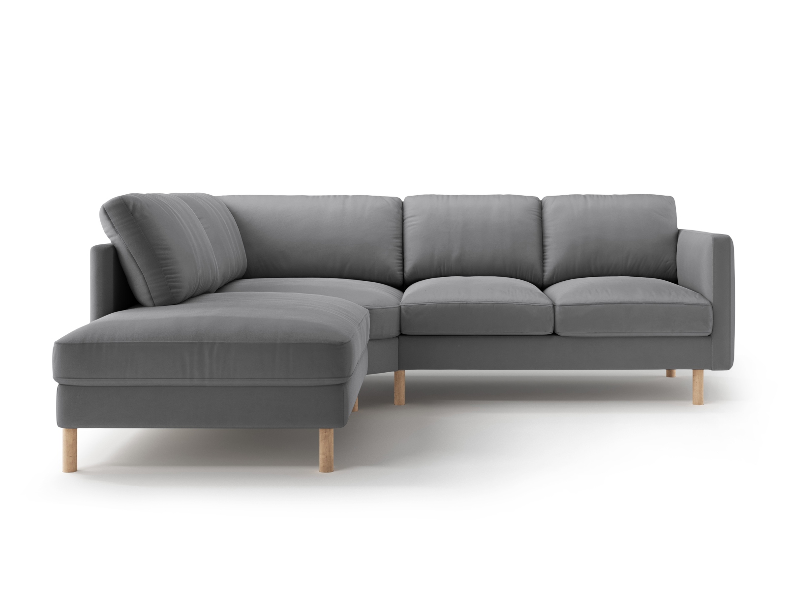Micadoni Symmetrisches Ecksofa Eden 4-Sitzer Links Samt Grau