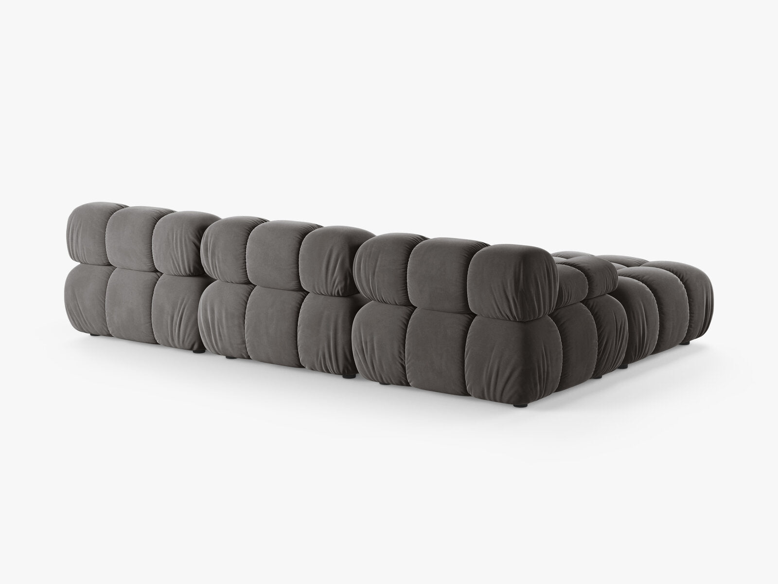Micadoni Modulares Sofa Bellis 4-Sitzer mit flachem Modul Samt Bluvel Hellgrau