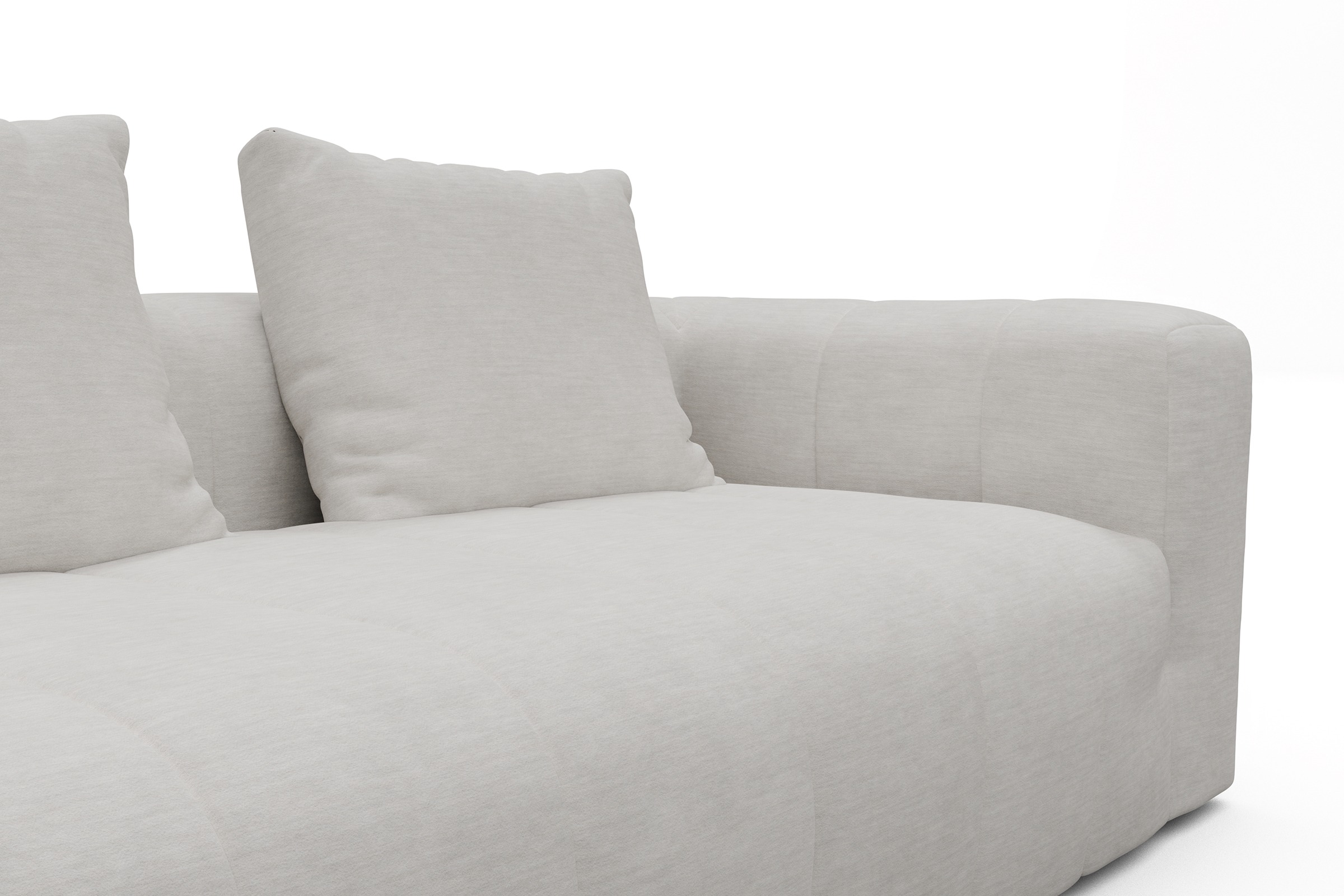 Ecksofa Hugo 2,5-Sitzer Armlehne rechts mit Chaiselongue Vivus-Dusty-Off-White