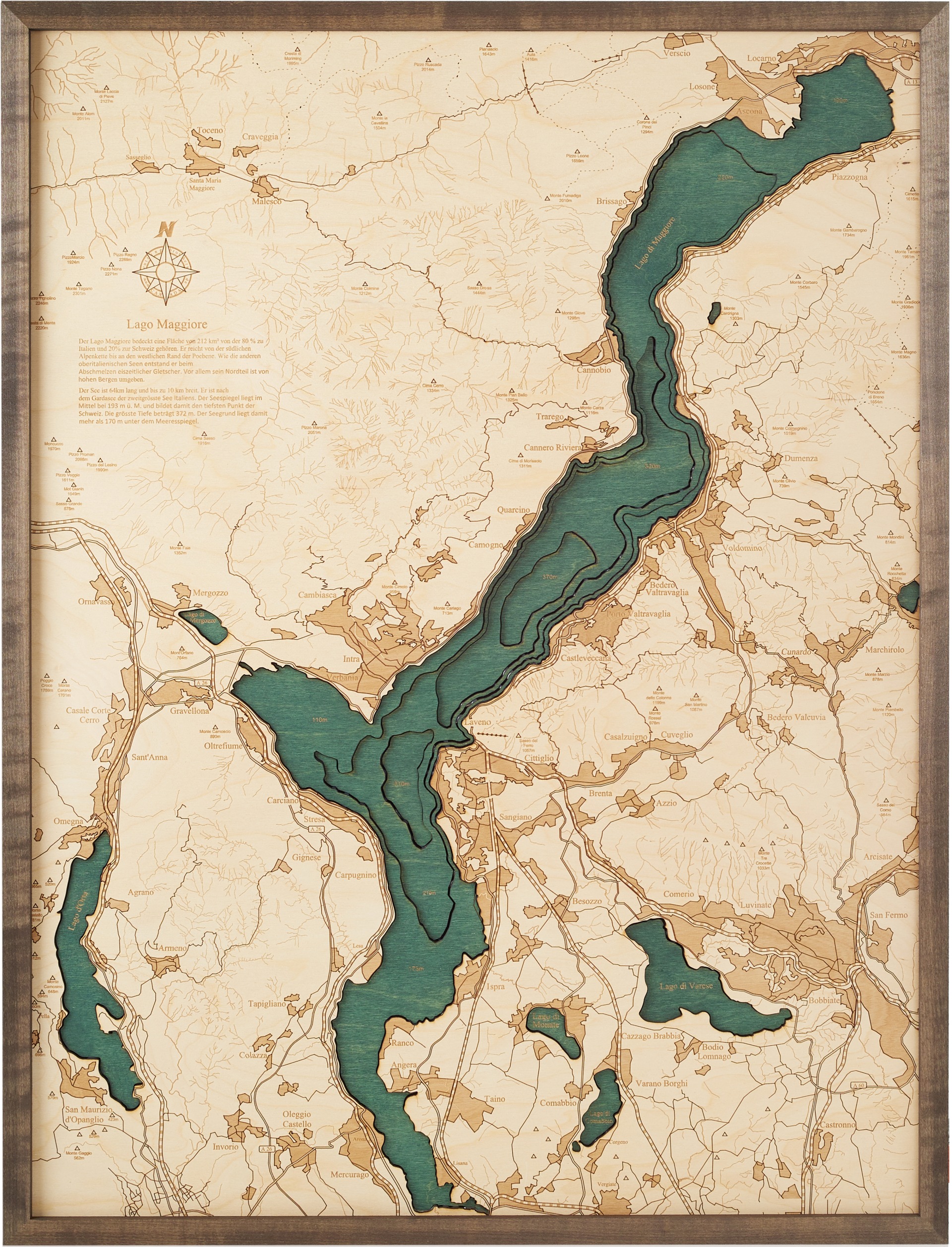 Cutting Brothers 3D Holz-Wandkarte Lago Maggiore 81 x 61 moebelfaktor
