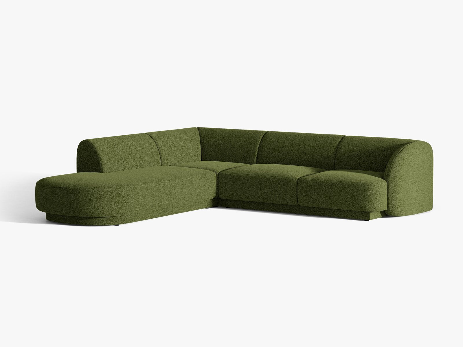 Micadoni Ecksofa Miley 6-Sitzer Links Boucle Baloo Dunkel-Olivgrün