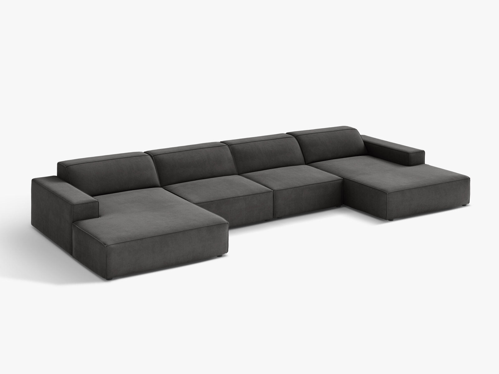 Micadoni Panorama-Sofa Jodie 6-Sitzer Samt Bluvel Grau
