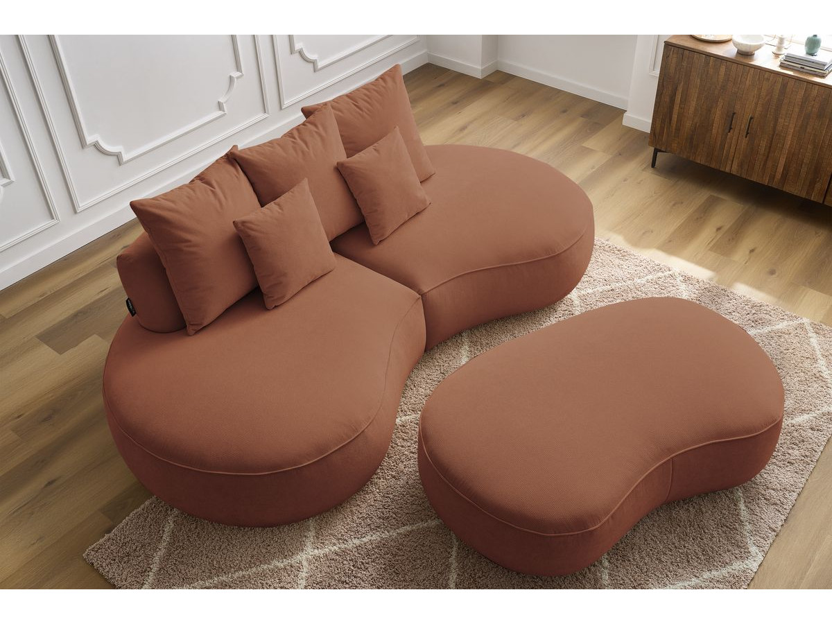 Bobochic Saint-germain Sofa 5-Sitzer mit Pouf Strukturstoff Orange