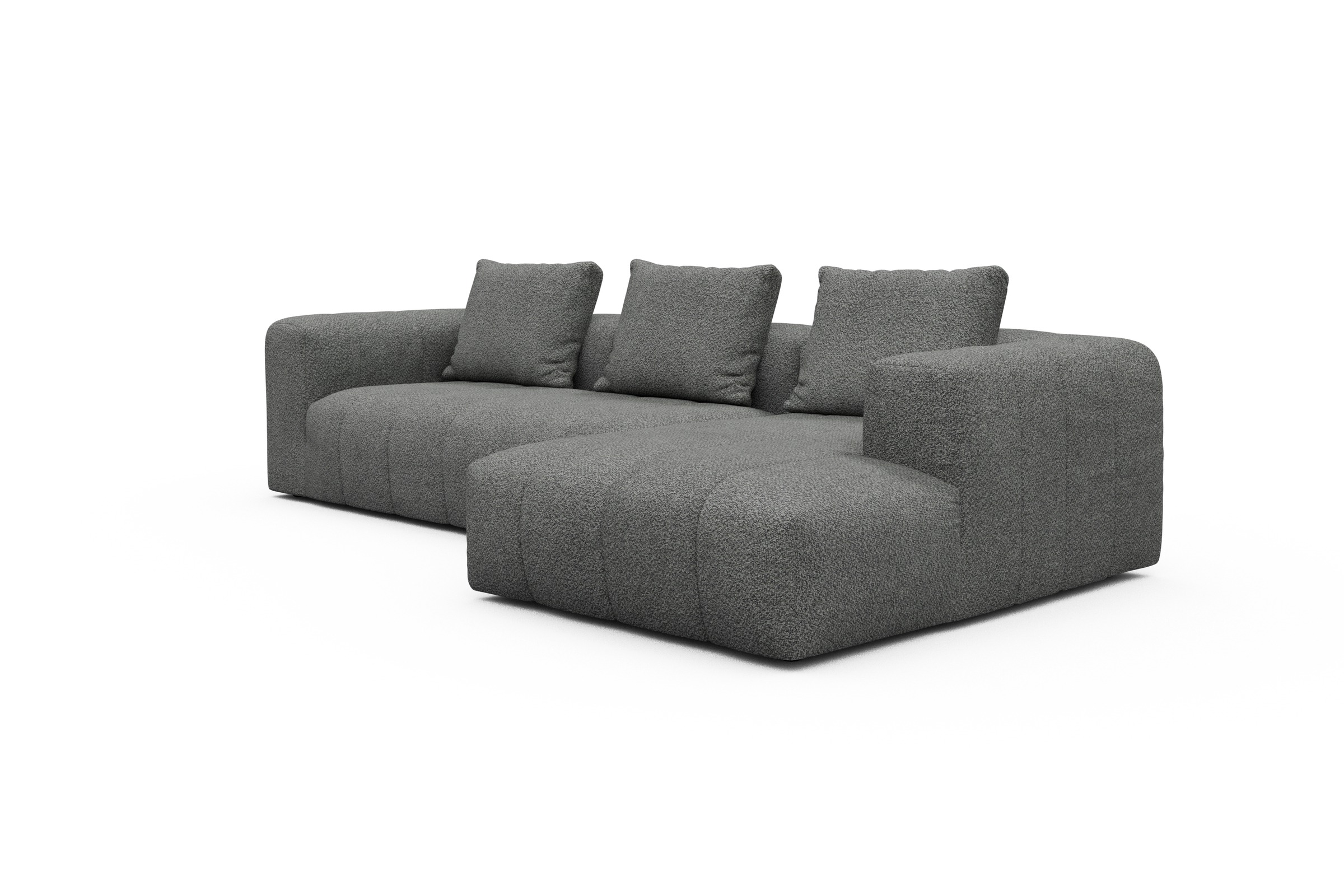 Ecksofa Hugo 2,5-Sitzer Armlehne links mit Chaiselongue Vanora-Warm-Grey