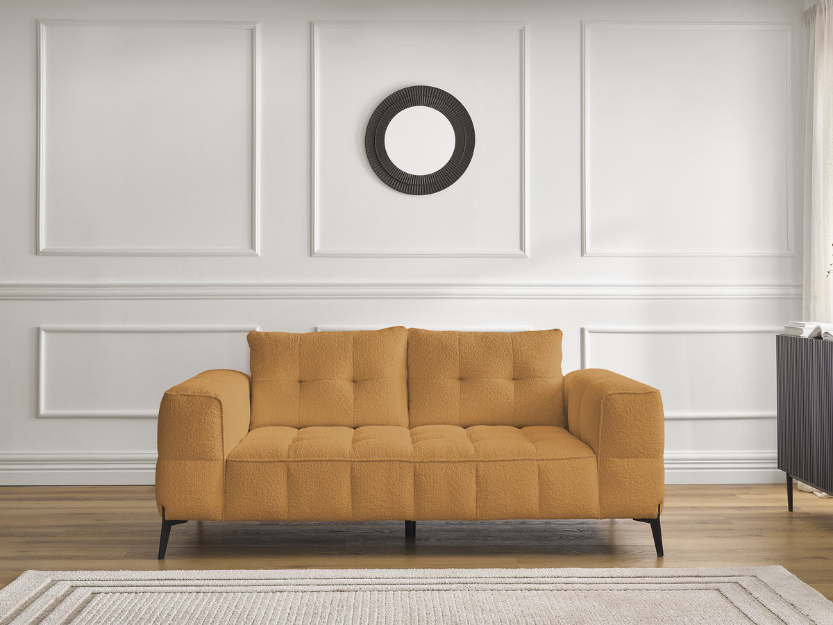 Bobochic Anis Sofa 2-Sitzer Bouclé-Stoff Gelb