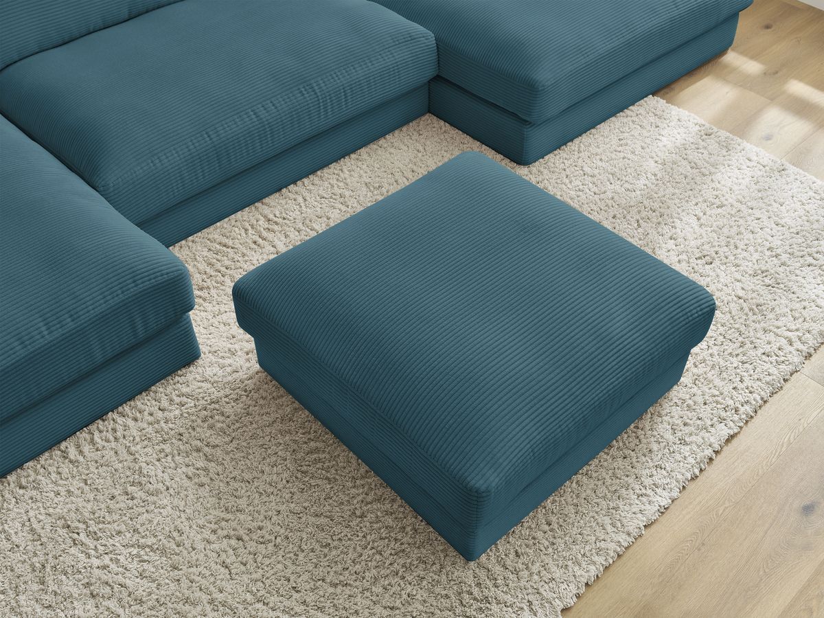 Bobochic Leonard Wohnlandschaft mit Pouf 349 × 159 cm Cordsamt Hellblau