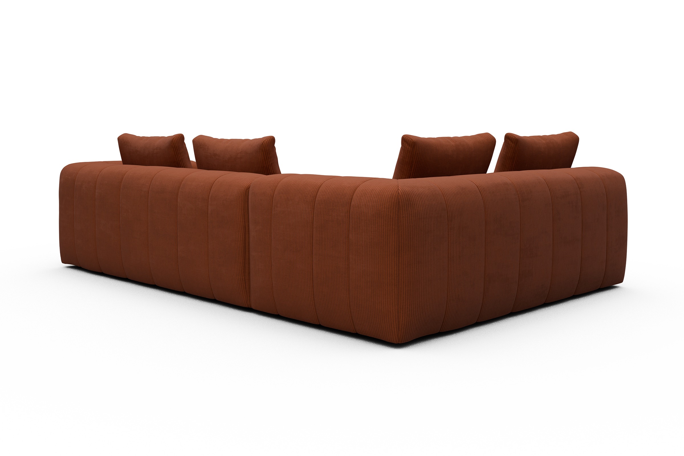 Ecksofa Hugo 2x 2,5-Sitzer Armlehne rechts Corduroy-Burnt-Orange