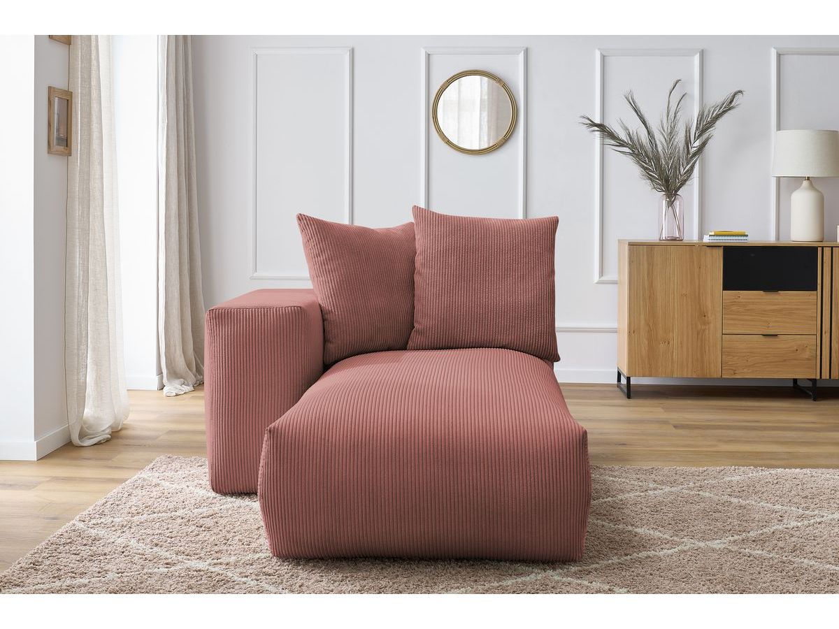 Bobochic Voltaire Méridienne-Modul Cordsamt Rosa Ecke links