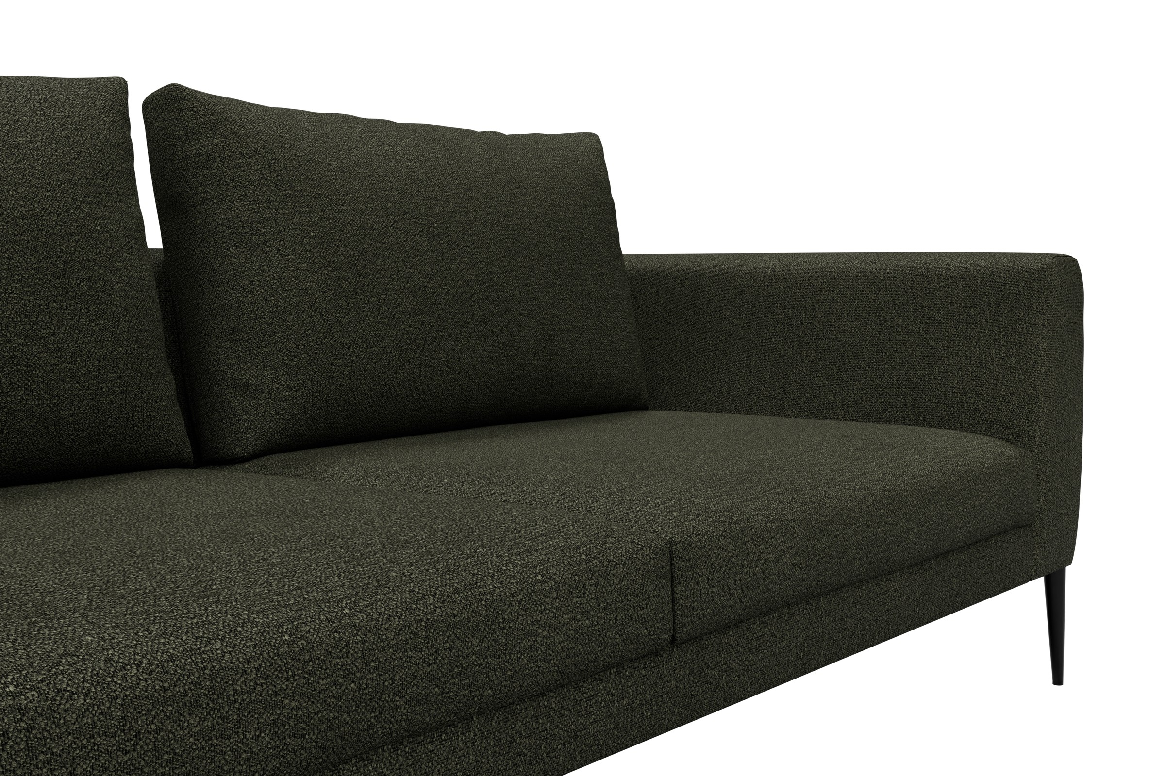 Ecksofa Paul Relax-Ecke rechts mit 3-Sitzer Boucle Skandi 535-Forest-Green