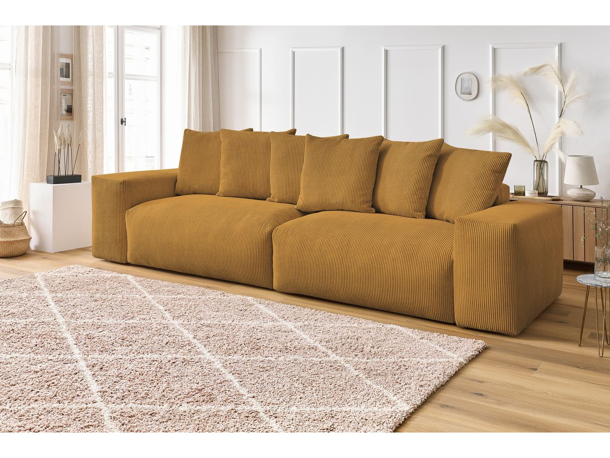 Bobochic Voltaire Sofa 4-Sitzer 320 × 124 cm Cordsamt Gelb