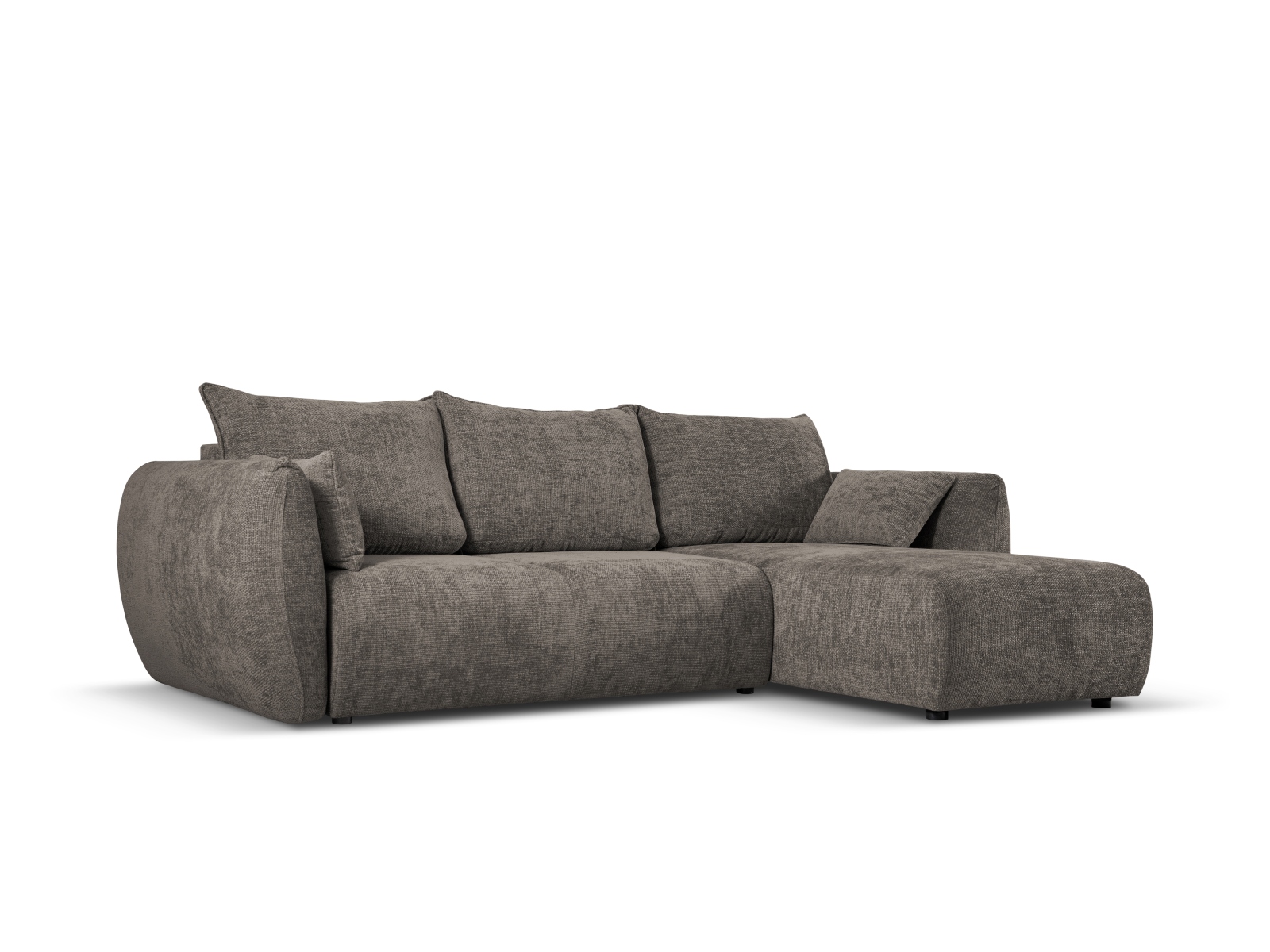 Cosmopolitan Design Ecksofa Matera 4-Sitzer mit Schlaffunktion Chenille Eden Hellgrau Rechts