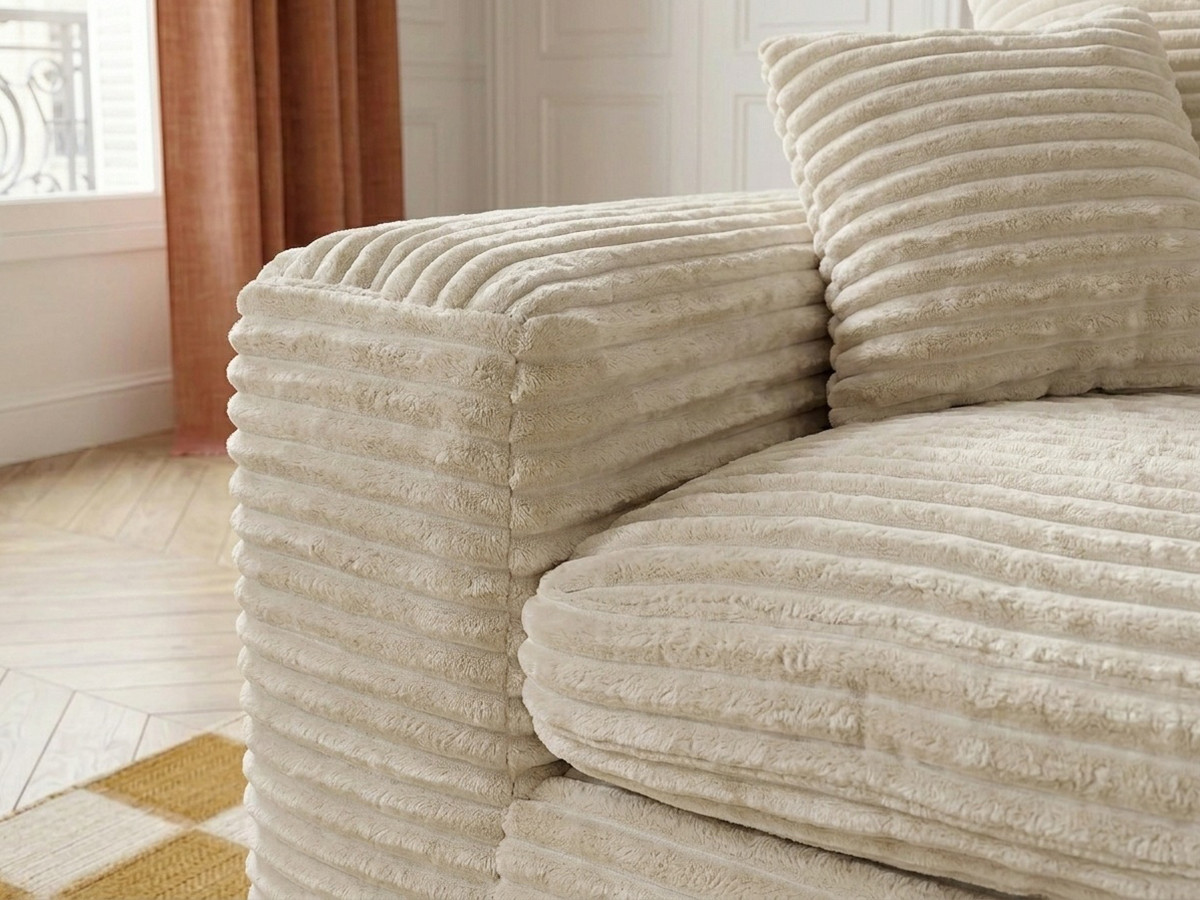 Bobochic Nevada Sofa 2,5-Sitzer Breitcord weich Beige