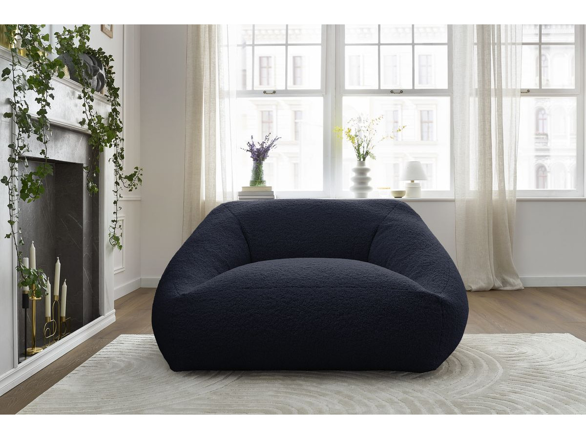Bobochic Lilibet Pouf Bouclé-Stoff Dunkelblau
