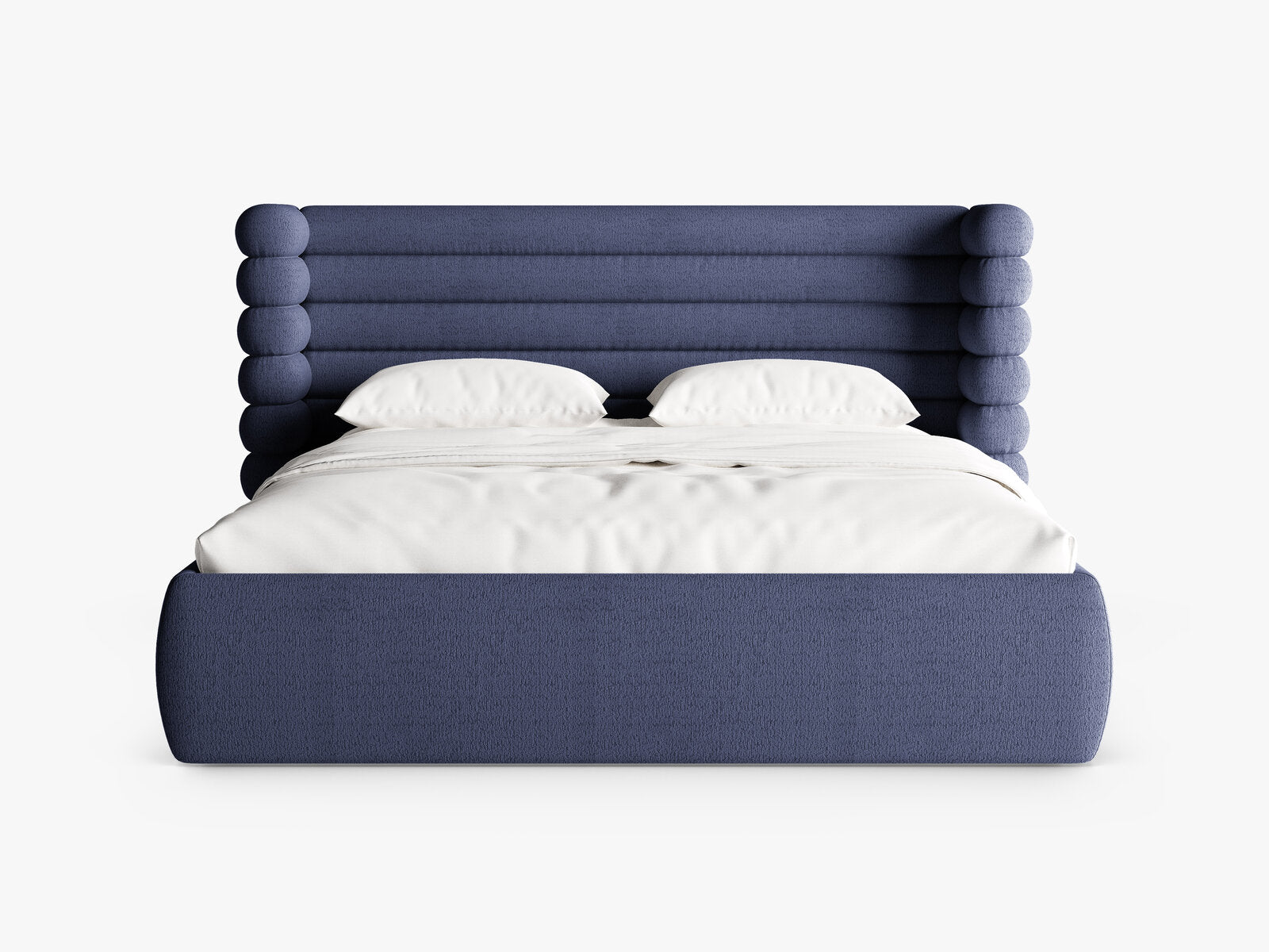 Micadoni Stauraumbett mit Kopfteil Mount Boucle Coral Marineblau 140x200