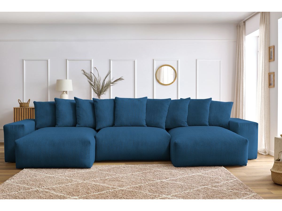 Bobochic Voltaire Wohnlandschaft 420 × 165 cm Cordsamt Dunkelblau