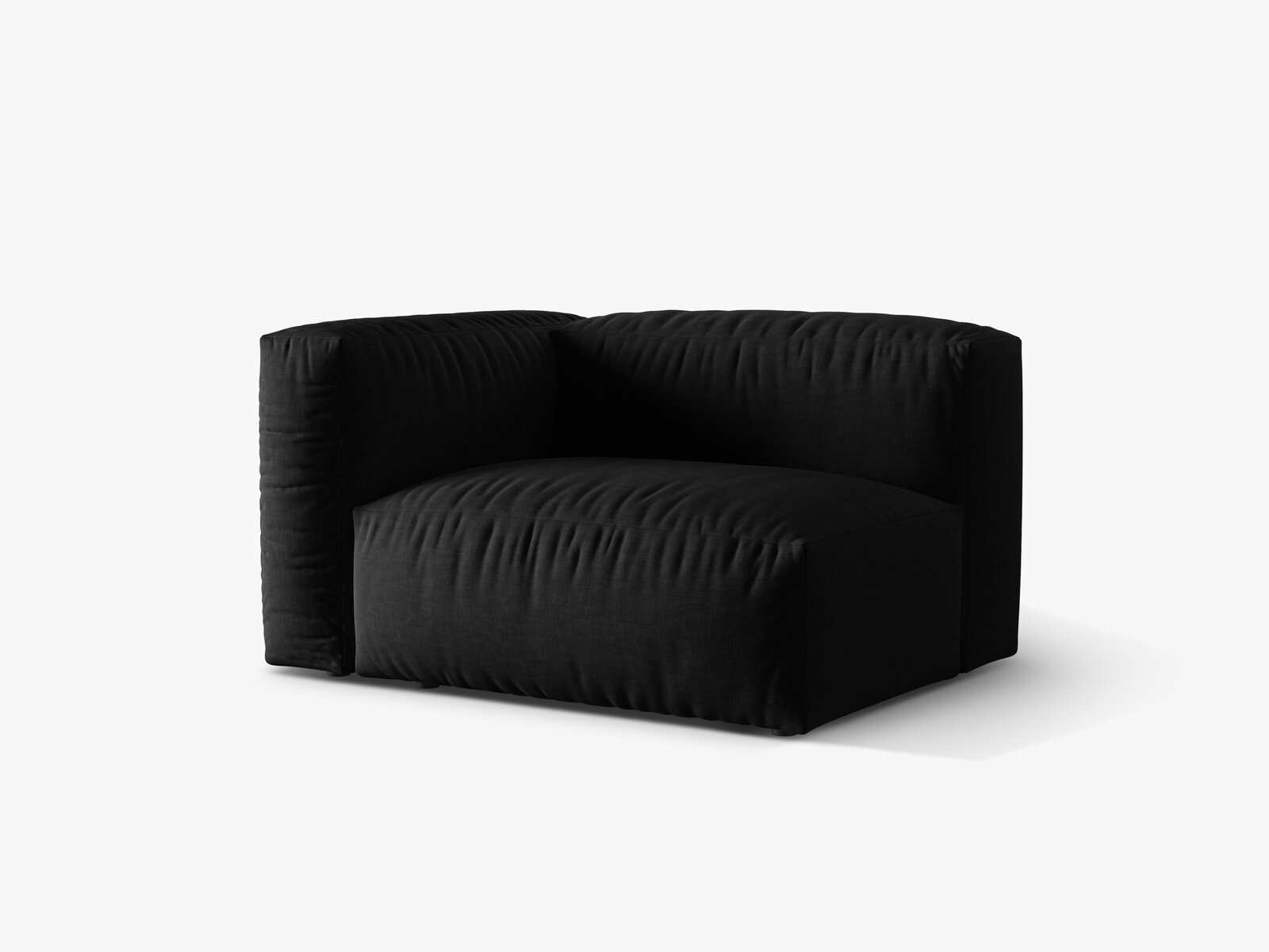 Micadoni Eckmodul Martina 1-Sitzer Links Strukturierter Stoff Boston Schwarz