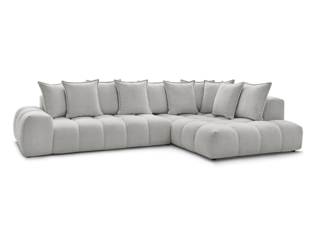 Bobochic Everest Ecksofa, 10 Kissen Melange-Stoff Hellgrau Ecke rechts