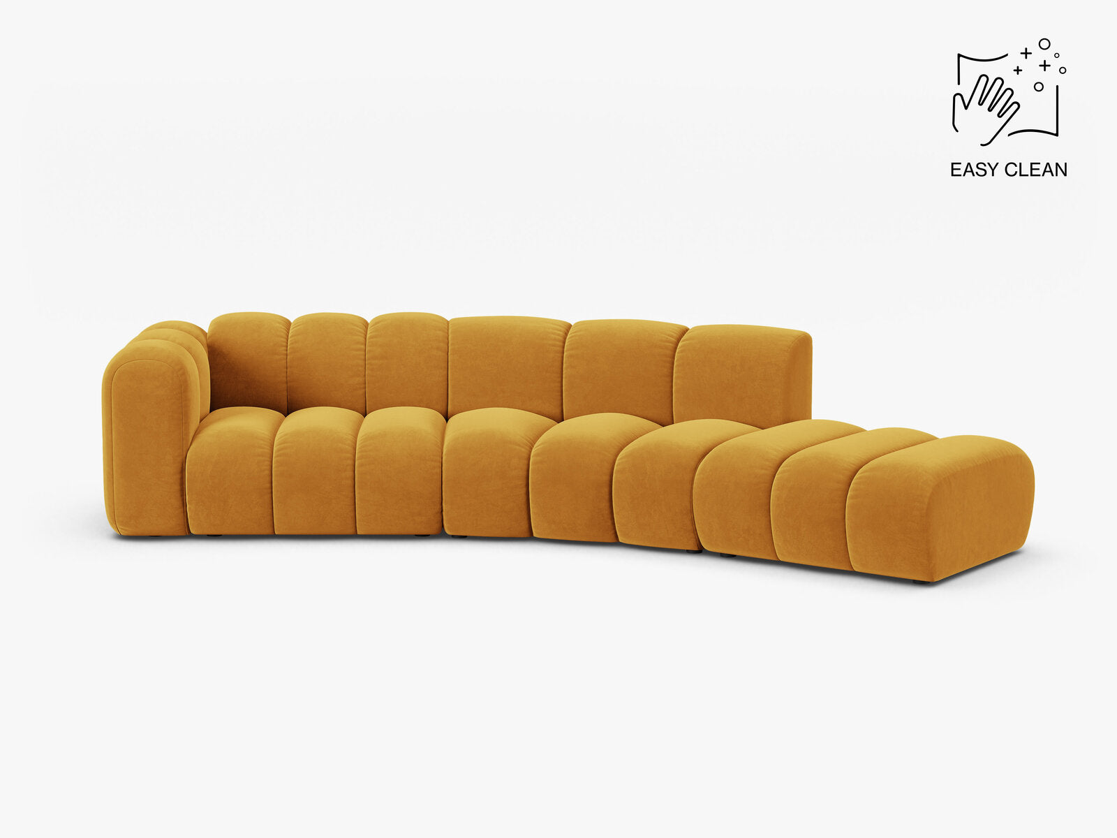 Micadoni Modulares Sofa Lupine 5-Sitzer Samt Venus Gelb Rechts