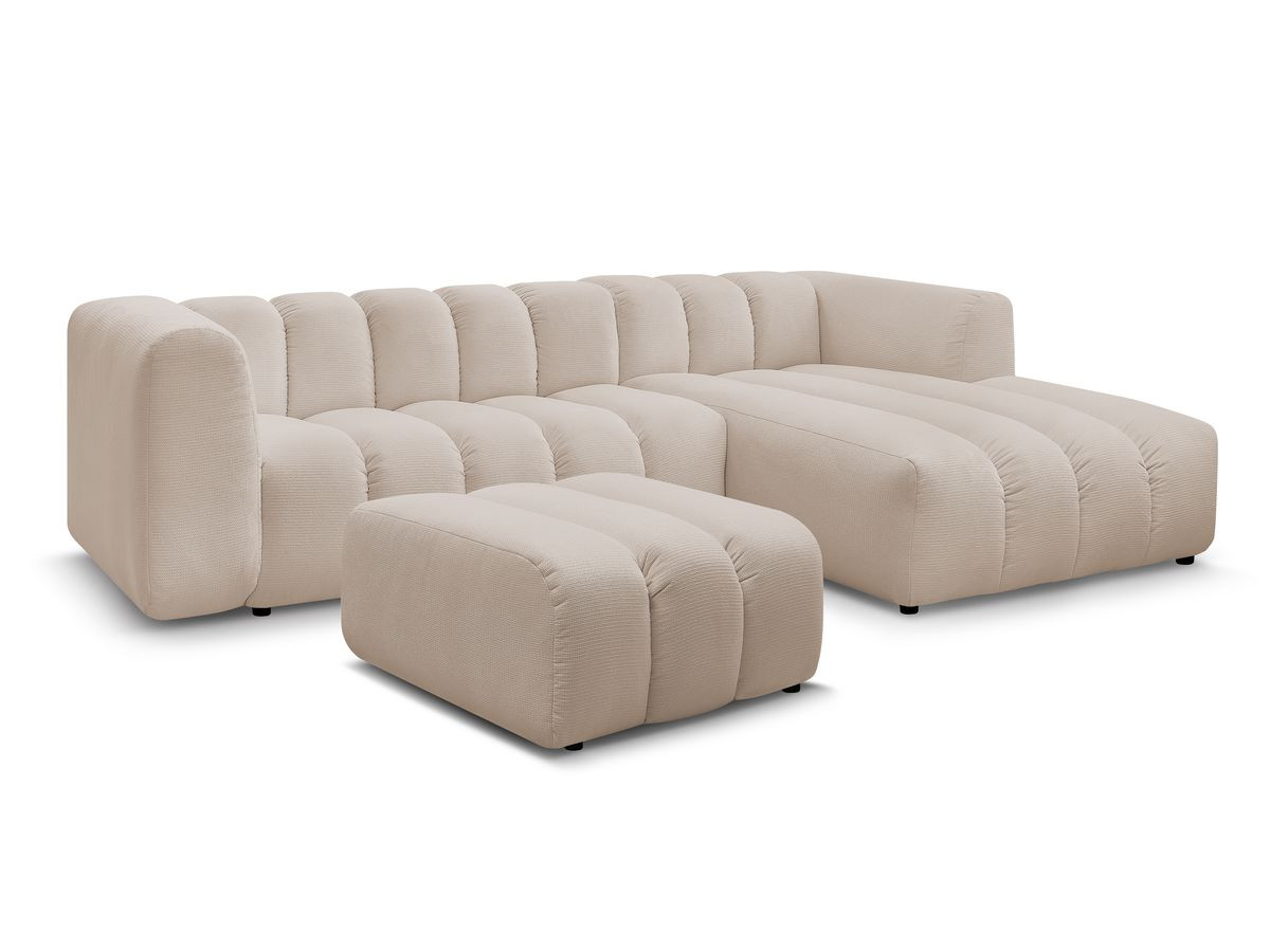 Bobochic Talia Ecksofa mit Pouf Melange-Stoff Beige Ecke rechts