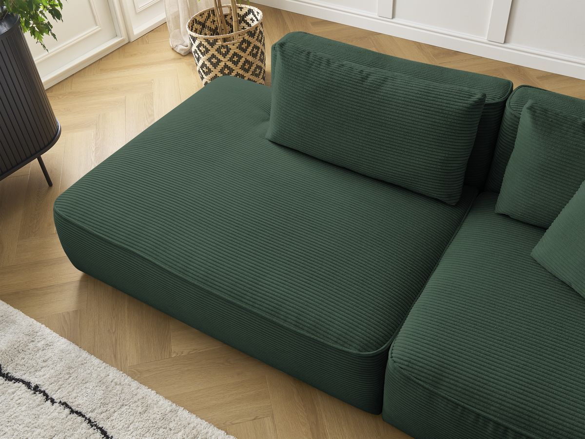 Bobochic Leopold Sofa 3-Sitzer Cordsamt Dunkelgrün Armlehne rechts