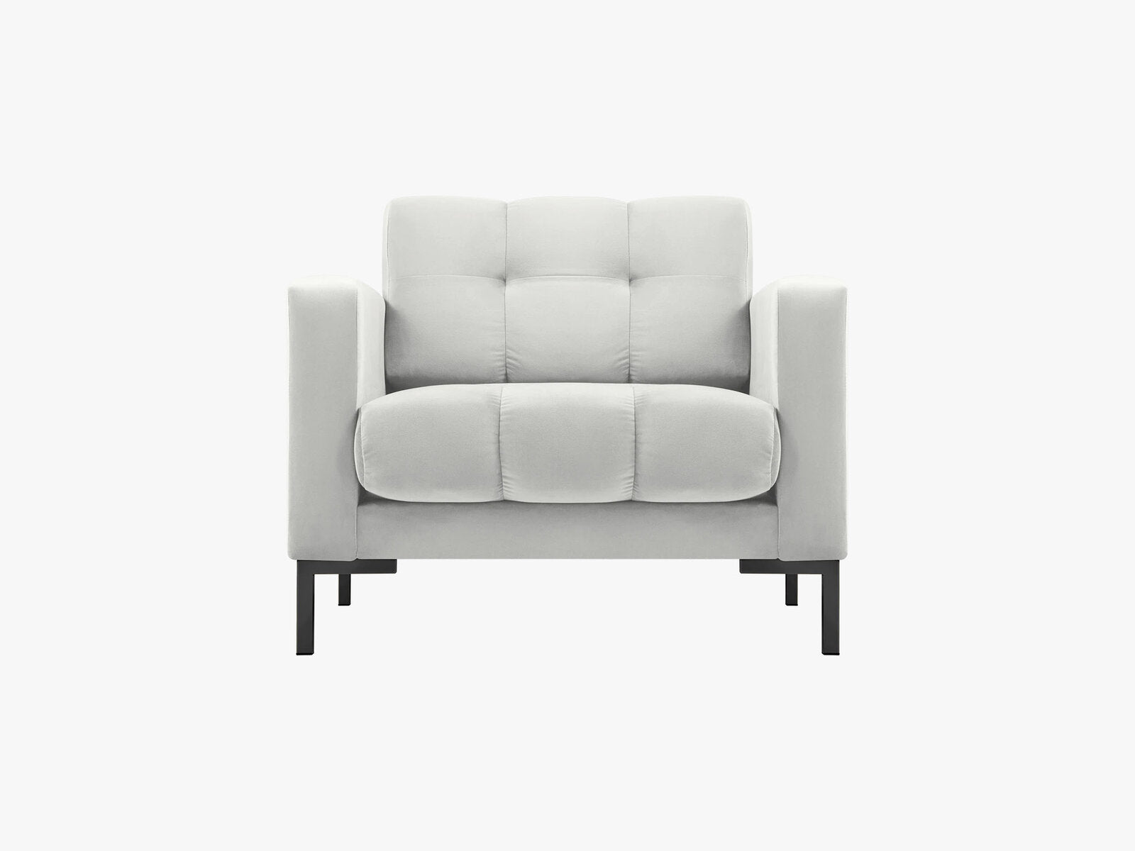 Micadoni Sessel Mamaia 1-Sitzer Samt Bluvel Silber schwarze Beine