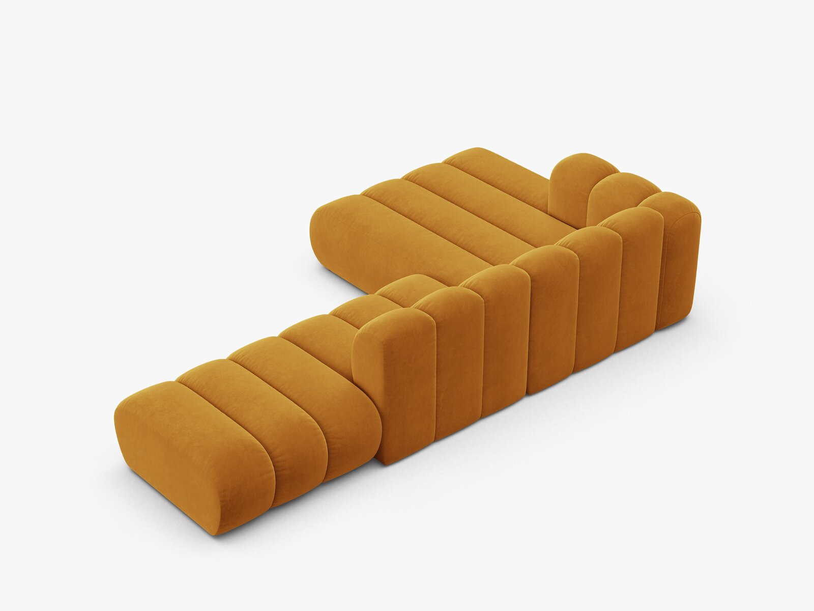 Micadoni Modulares Ecksofa offen Lupine 5-Sitzer Samt Venus Gelb Links