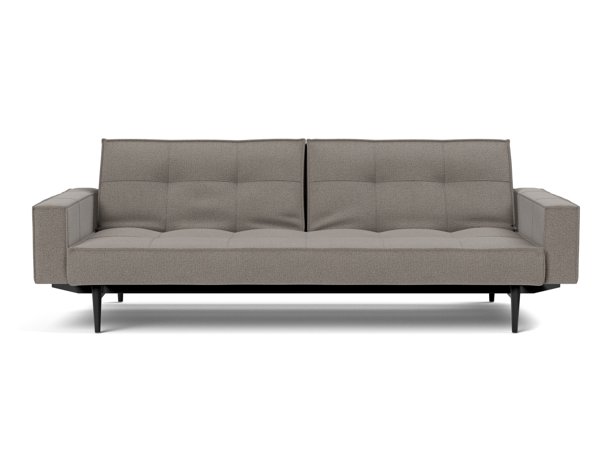 Schlafsofa Splitback mit Armlehnen Flachgewebe Mixed Dance 521-Grey Beine Styletto Eiche schwarz