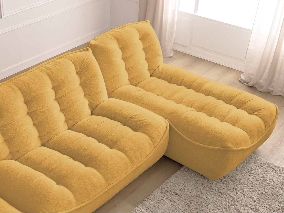 Bobochic Serena Ecksofa mit Pouf Melange-Stoff Gelb