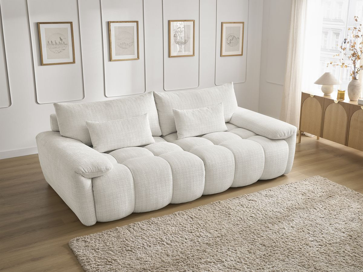 Bobochic Ivane Sofa 3-Sitzer Strukturstoff Weiß