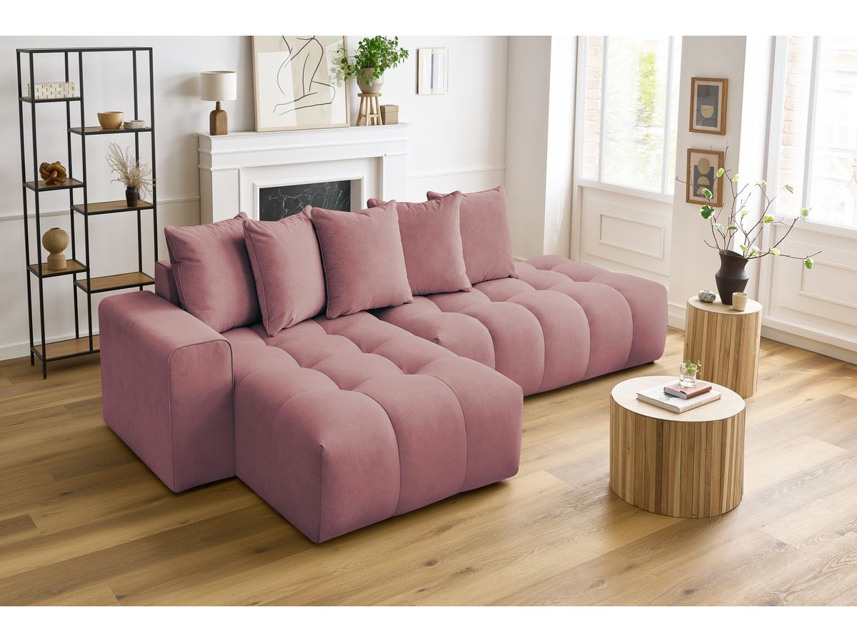Bobochic Mont-blanc Ecksofa Samt Rosa Ecke links