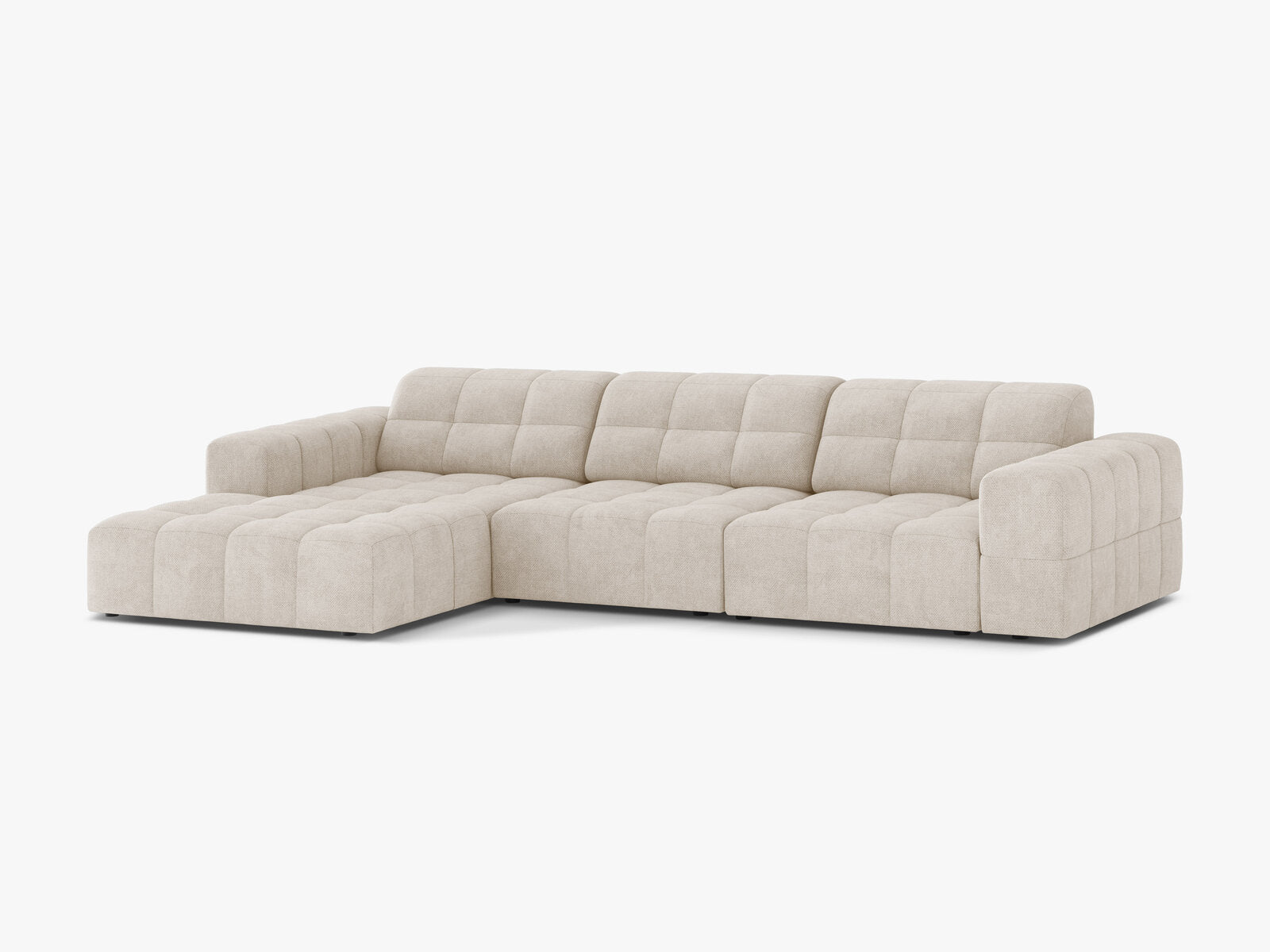Micadoni Ecksofa Jennifer 4-Sitzer Links Chenille Eden Helles Beige
