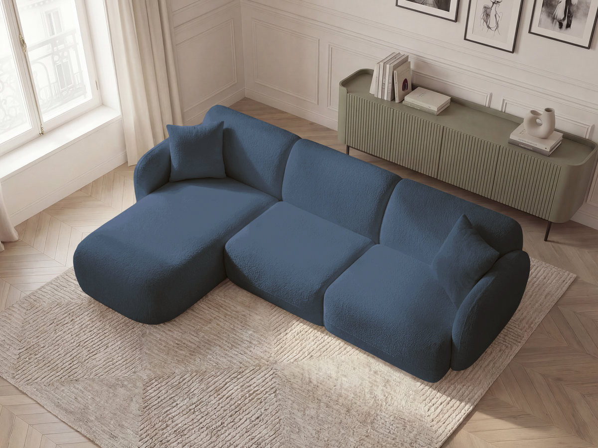 Bobochic Anda Ecksofa 292 × 163 cm Chenille Dunkelblau Ecke links