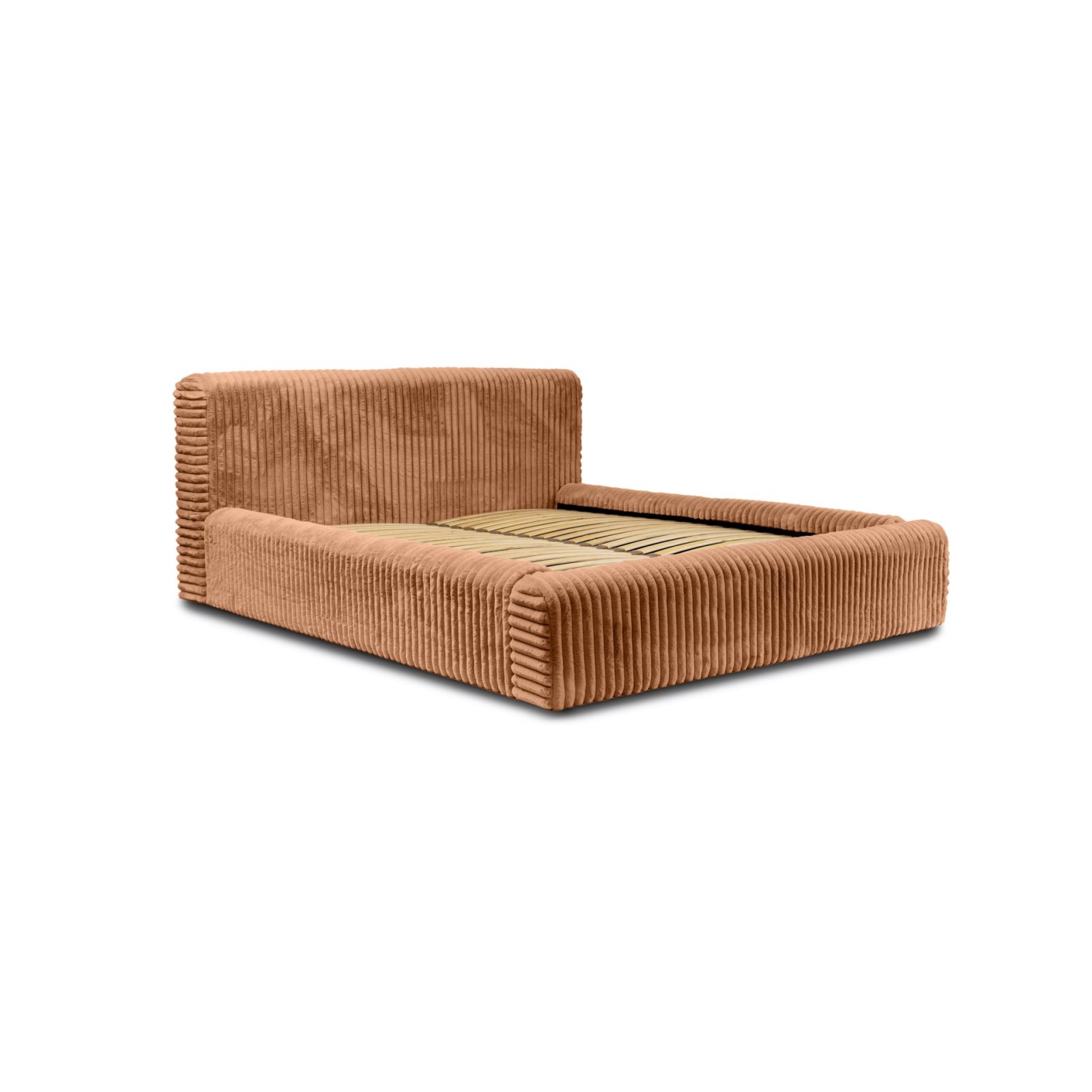 Polsterbett Miloa Softcord mit Fellstruktur 140x200 mit Holzrahmen Vito 44